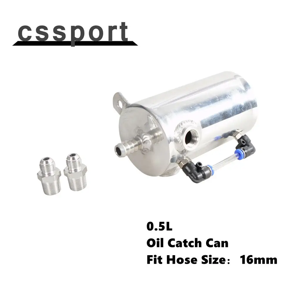

Universal Oil Catch Can 0.5L Breather Tank Kit 3/8 NPT Aluminum Alloy Polished Fuel Tank Silver OCC-1003 Petrol Cans in stock