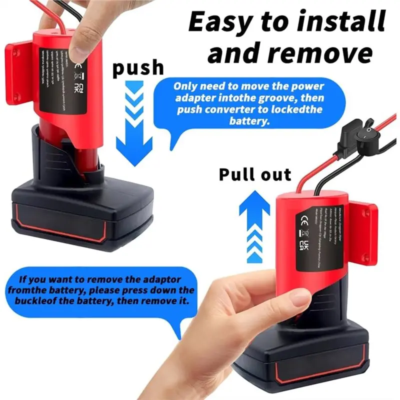 

N96R Battery Adapter Kit For 12V Power Wheel Electric Vehicle Conversion With Fuse Switch,14 AWG Wire Convertor