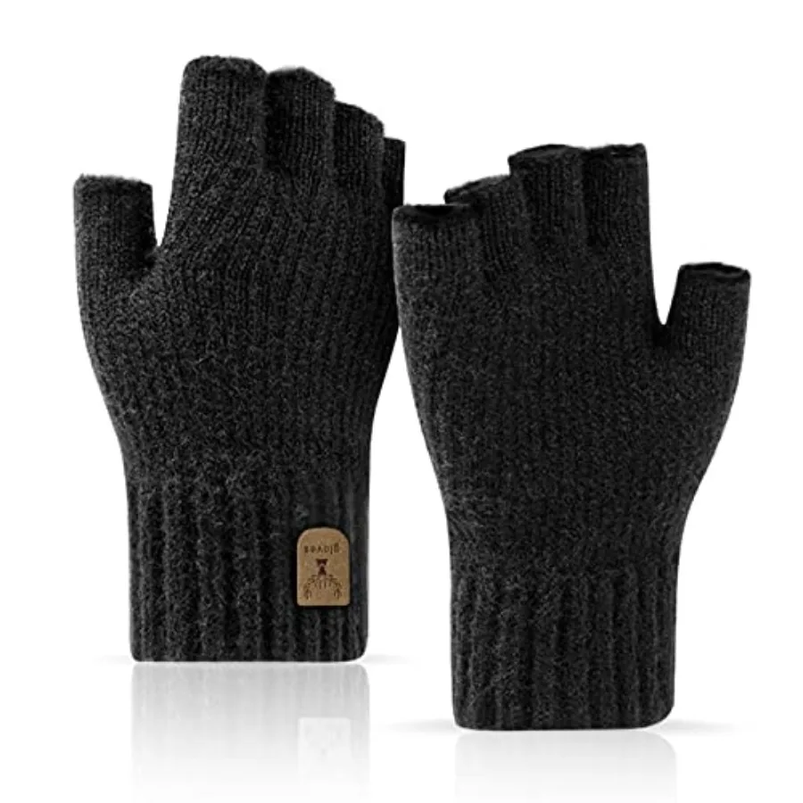 

Fingerl Gloves Half Finger Winter Warm Knitted Gloves Working Running Biking Driving for Men and Women