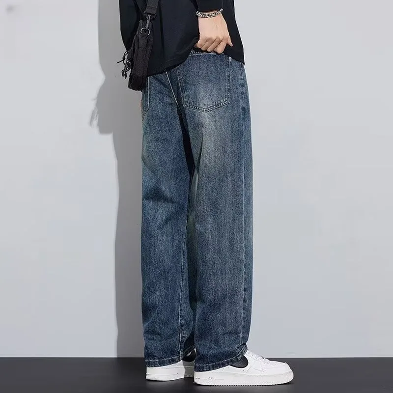 Men Jeans American Style Washed Straight Leg Casual Denim Pants Autumn High Street Fashion Jeans for Men