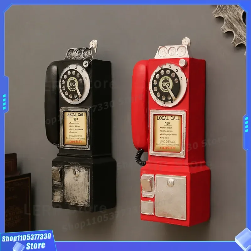 Vintage American Rural Resin Telephone Ornament Home Decor Photography Prop Miniature Model Room Handicraft Wholesale
