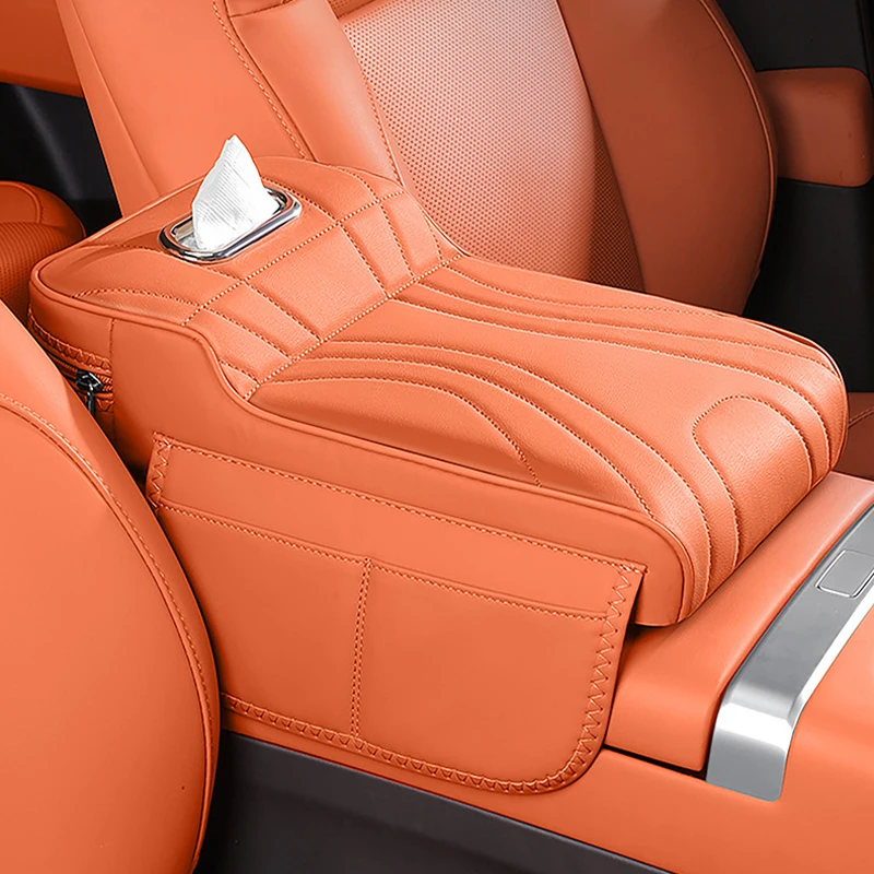 

1Pc Universal Car Armrest Cushion Cover Leather Center Console Pad Soft Elbow Support Heightened Comfort Fit for Most Vehicles