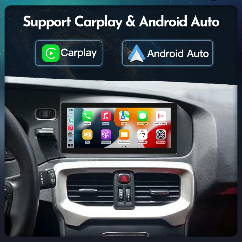 Layar Radio Mobil Android14 8.8'' CarPlay, GPS Navi Otomatis, Pemutar Video Multimedia Stereo Untuk Volvo V40 2011-2018 Head Unit LHD RHD
