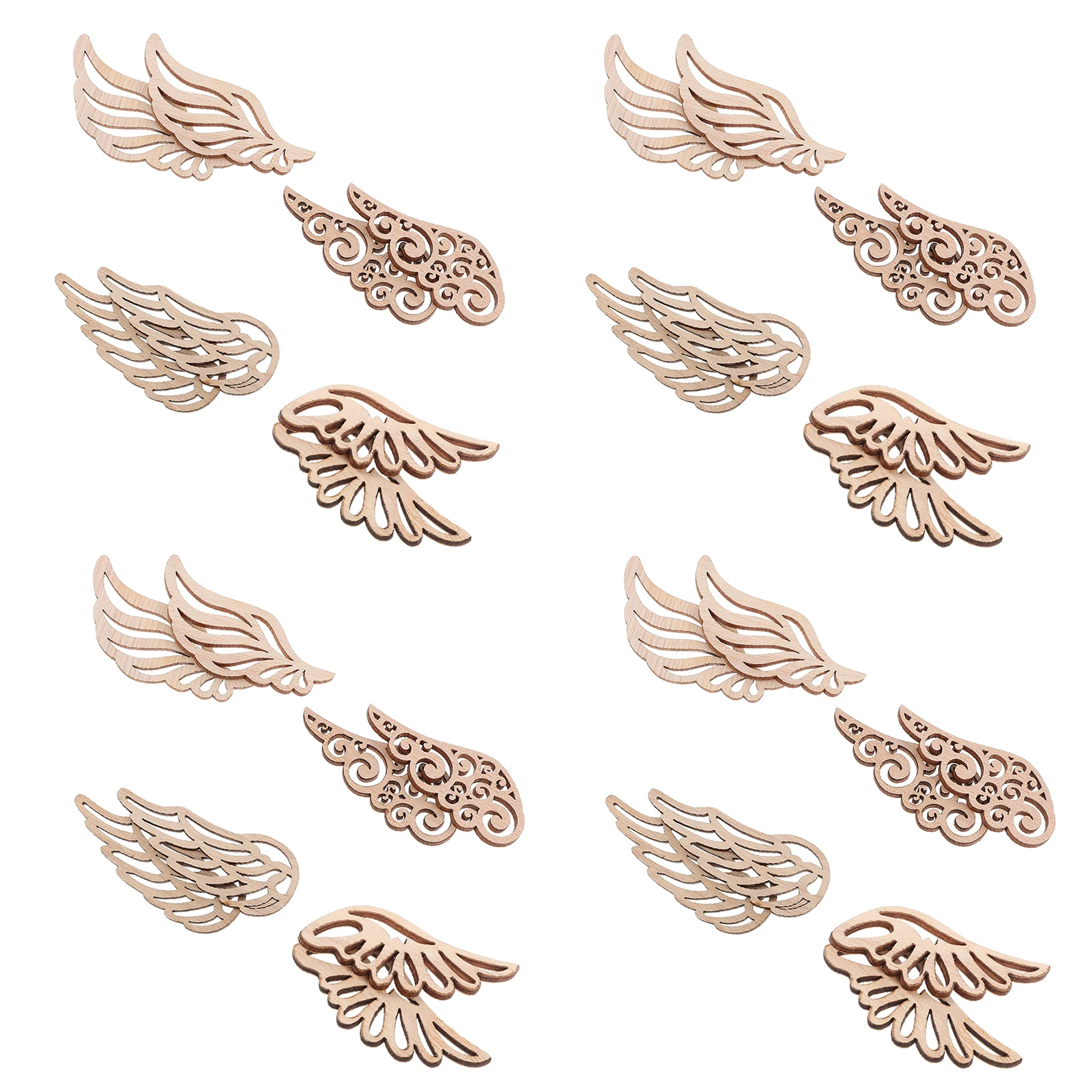 

80 Pcs Wood Slices Angel Wings Shape Natural Wooden Chip Craft Supplies DIY Hand Painting Photo Props Christmas Ornaments
