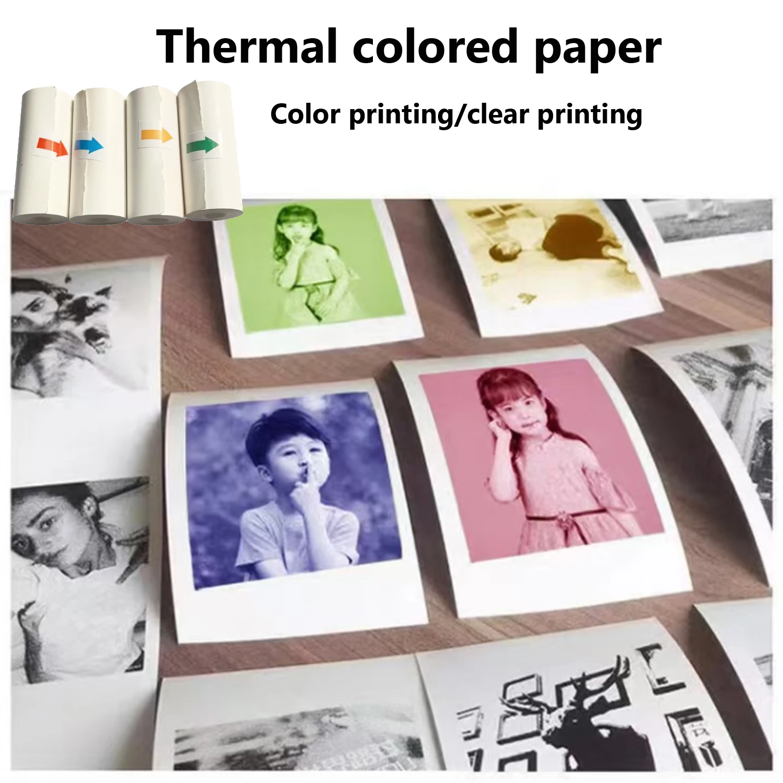 4 Rolls Colors Thermal Paper for Color Printing Paper for Instant Printing Camera Kids Color Papers No Ink Print