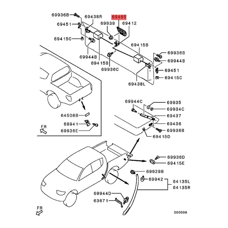 NEW-Car Tailgate Handle Bezel With Rear Camera Wire Assy MN167500XA For Mitsubishi Triton L200 2005-2015 5716A031XA 5716A041