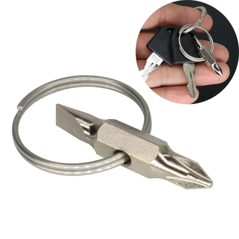 1Pc Portable Key Ring Keychain Screwdriver Pocket Multifunction Phillips Slotted Screwdriver Repair Tool Gadget Mini Screwdriver