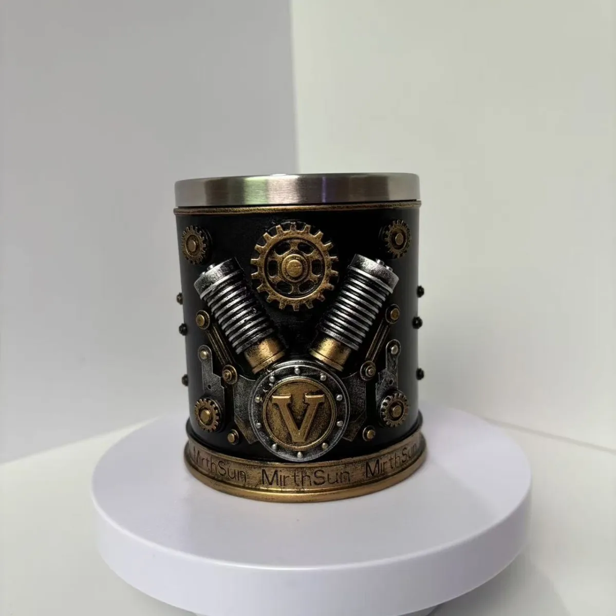 360ml Vintage Engine Shaped Insulated Coffee Mug Novelty Water Cup Gift for Car Lovers Mechanics Engineers Dad Men Boyfriend