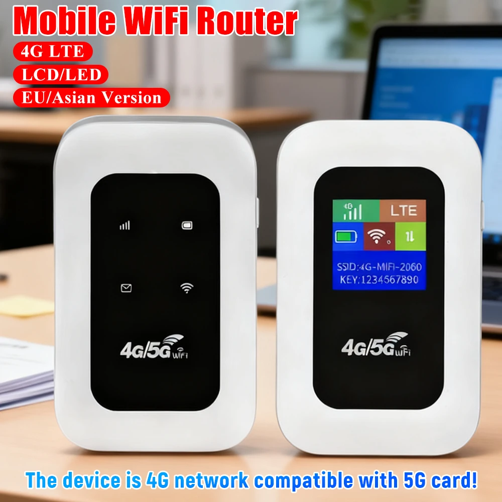 4G Mobiler WLAN-Router 4G LTE Wireless Router 150 Mbit/s Tragbares Pocket-MiFi-Modem 2100 mAh Mobiler WLAN-Hotspot mit SIM-Kartensteckplatz