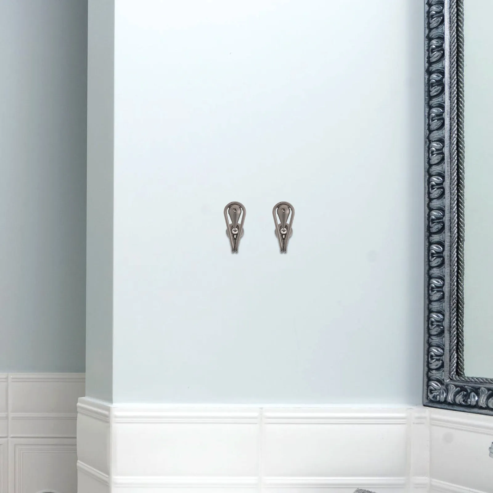 2Pcs Elegant Water Drop Shape Curtain Hooks Zinc Alloy Heavy Duty Wall Mounted Drapery Holdbacks for Curtains Coats Hats