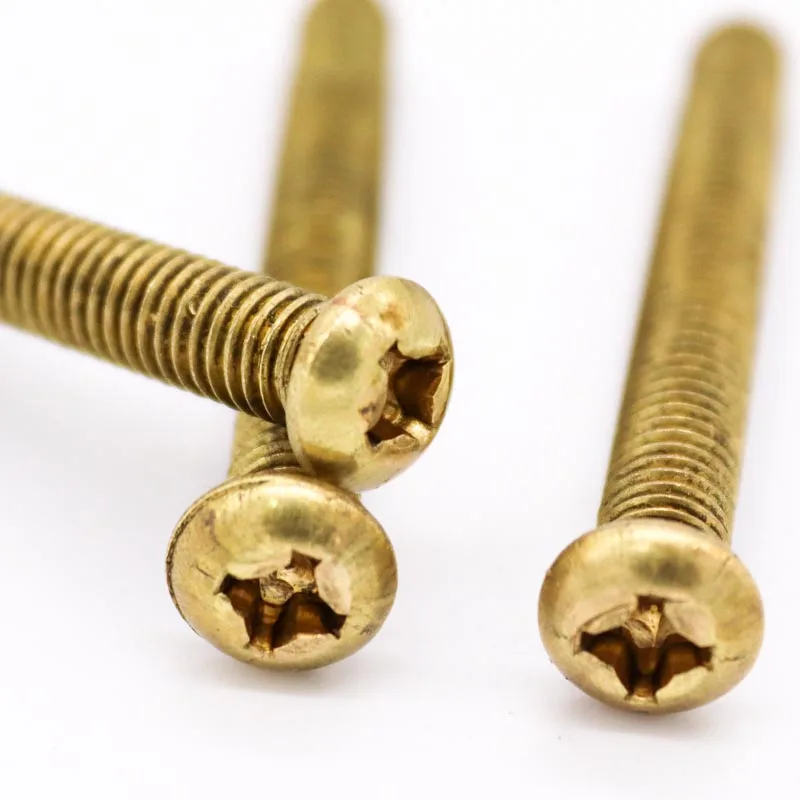 5/10/20/50pcs M2 M2.5 M3 M4 M5 M6 GB818 Pure Copper Solid Brass Cross Round Phillips Pan Head Screw Bolt Thread Length 6-50mm