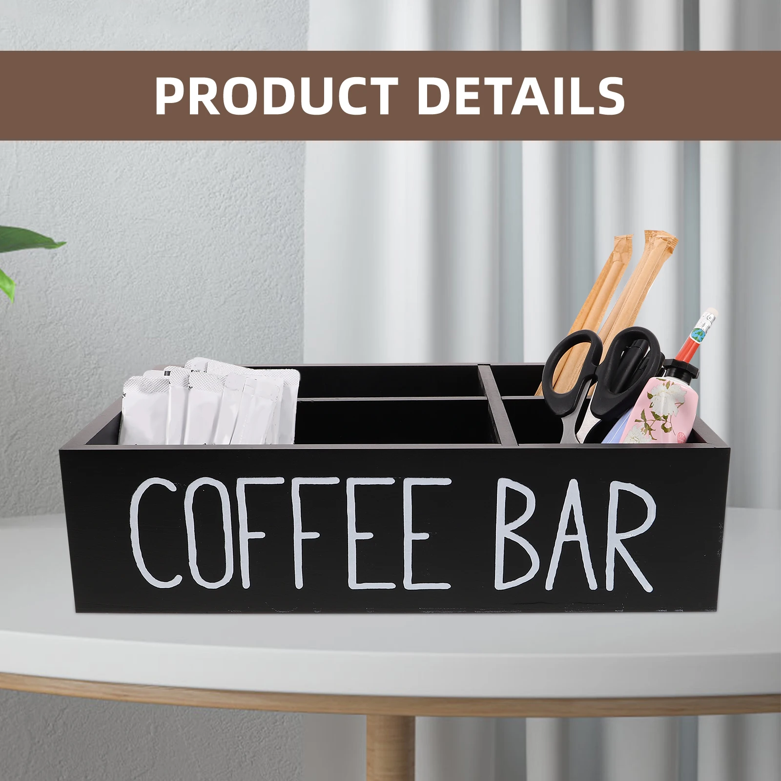 

Wooden Coffee Tea Bag Organizer Box 4 Compartment Desktop Storage Holder For Countertop Office Home Space Saving Teabag