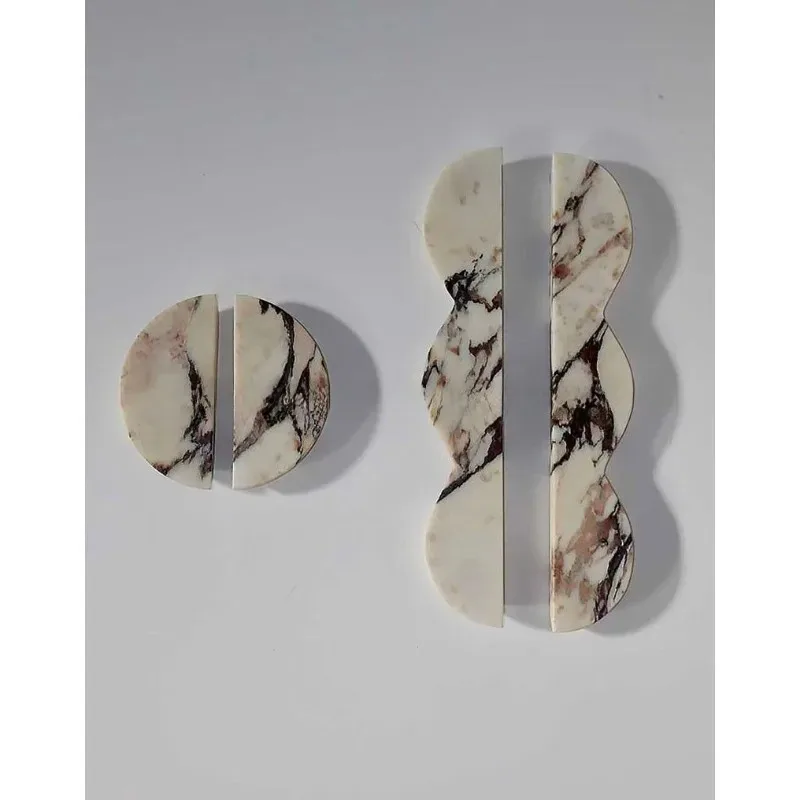

Wabi-Sabi 100% natural Marble Door Pulls, Creative Light Luxury Handles for Wardrobe & Glass Doors