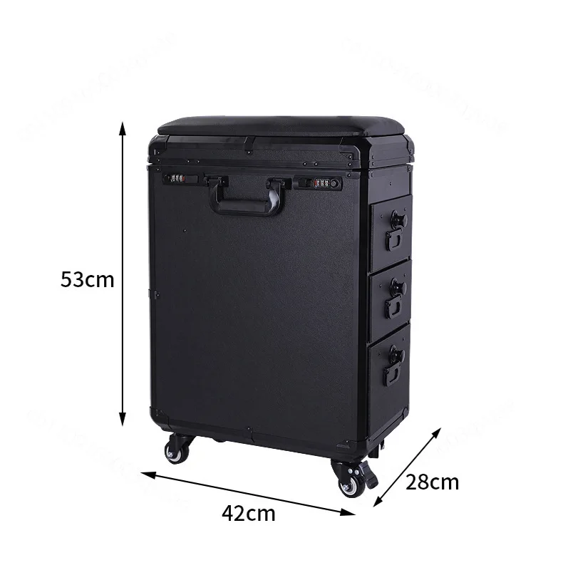 Portable Folding Workstation Trolley Case With 360° Swivel Casters Aluminum Alloy Frame For Tattoo Makeup Salon