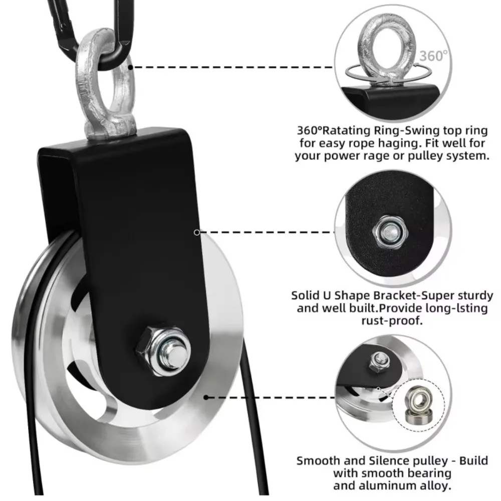 Aluminum Alloy Cable Pulley Wheel Maximum 353LBS Load Heavy Duty Fitness Bearing Wheel Integrated Durable Gym Pulley System