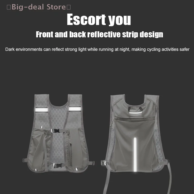 Picture 4: Running Vest With Multiple Pocket Lightweight Reflective Hydration Backpack Breathable Material Vest For Climbing Hiking Camping