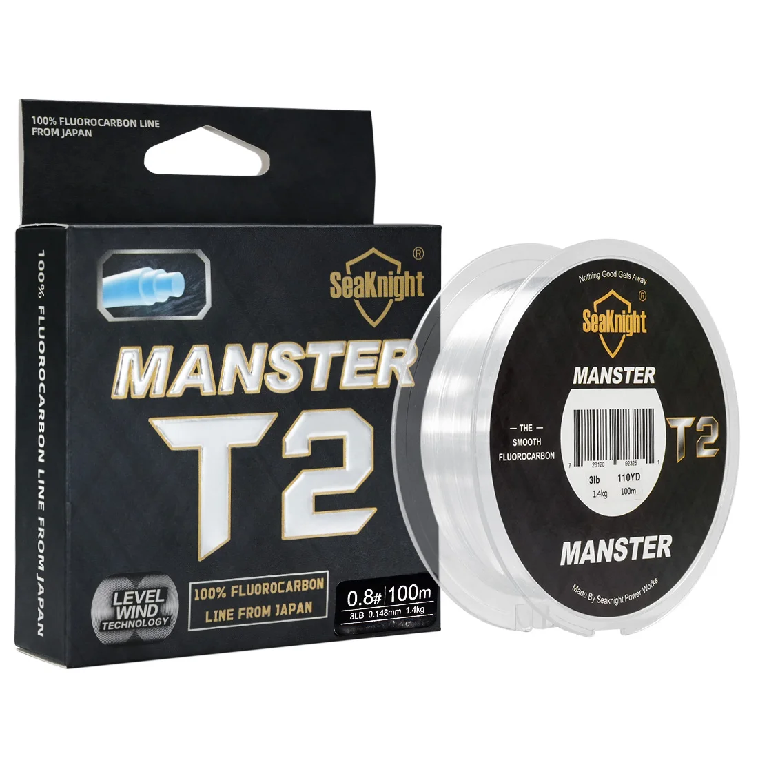 SeaKnight marque MANSTER T2 série 100% ligne de pêche en fluorocarbone 100M, ligne en Fiber de carbone 3-35LB mise à niveau ligne coulante pêche en mer