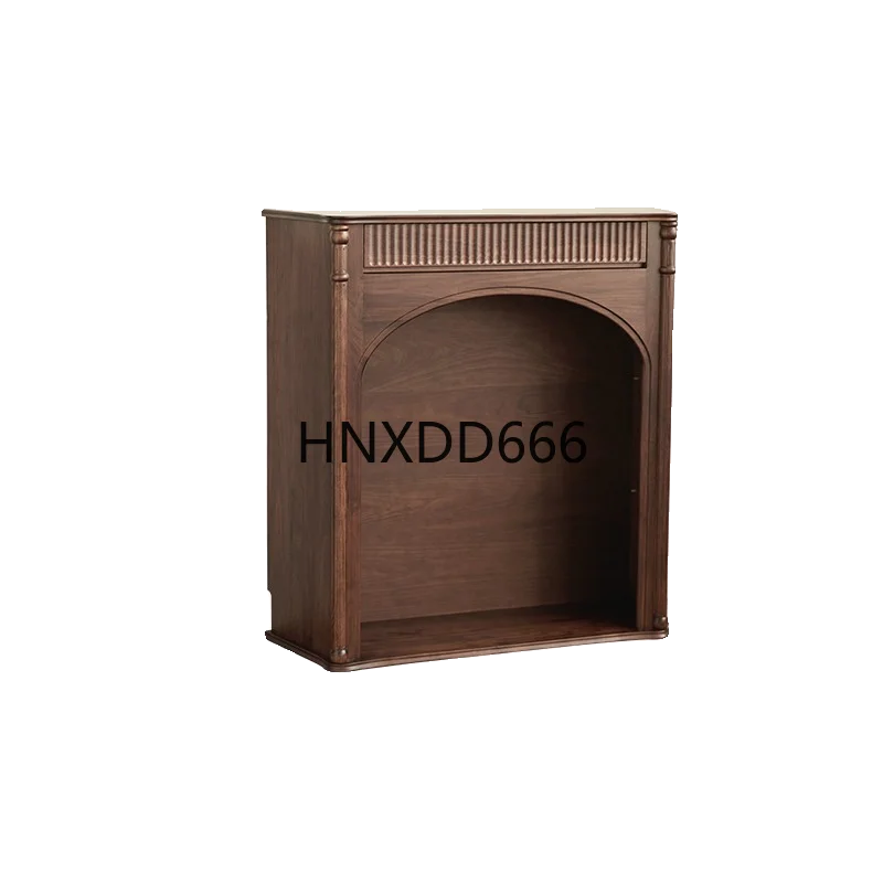 

French European minimalist mantel black walnut furniture