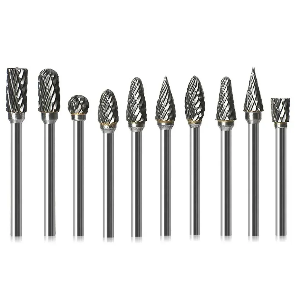 Tungsten Carbide Drill Bit burr set Rotary File 3mm cnc end mills steel burs engraving grinding blade chamfering metal cutter