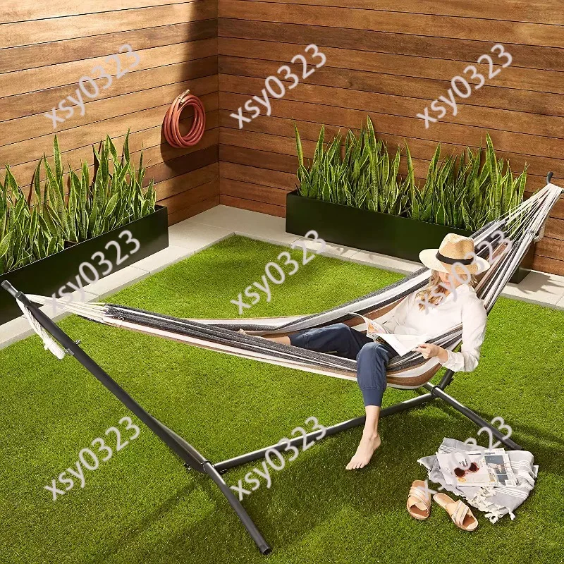 Foldable Hammock with Stand, Detachable Canvas Swing for Indoor Outdoor Camping