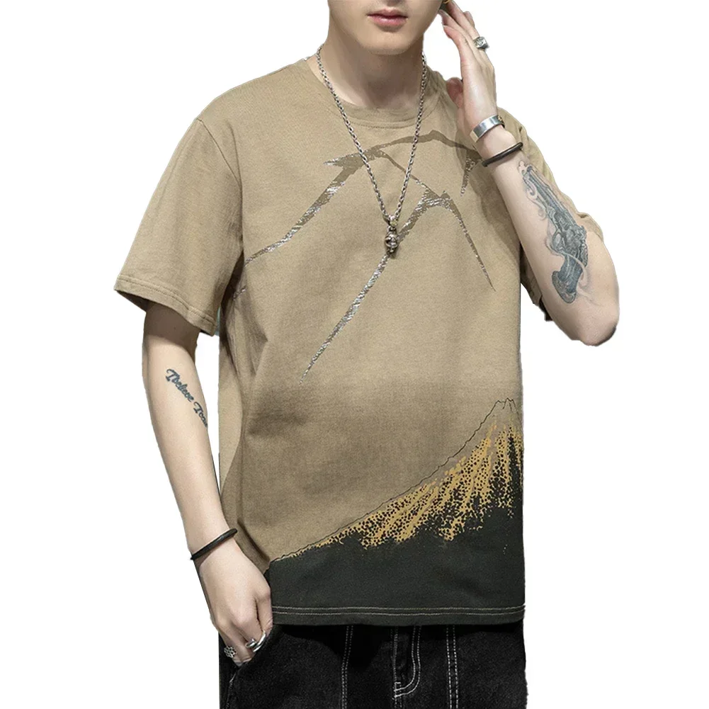 

2XL Mens T Shirt Breathable Summer Tee Grey Color Option Khaki Color Option M-2XL Size Range Regular Clothing Length