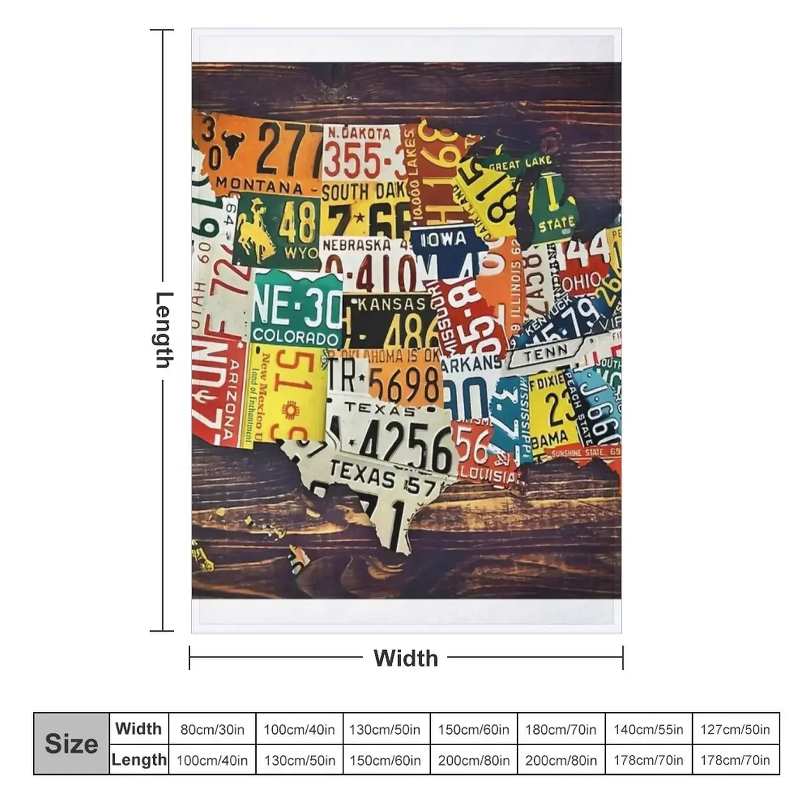United State of America License Plate Map Throw Blanket wednesday Thin Travel Hairy Blankets