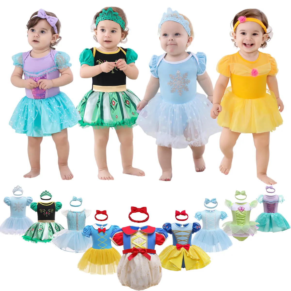 First Birthday NewBorn Baby girl Costume Romper Baby Clothes Elsa Anna Snowwhite Bebe Clothing Children Infant Dress for Girl