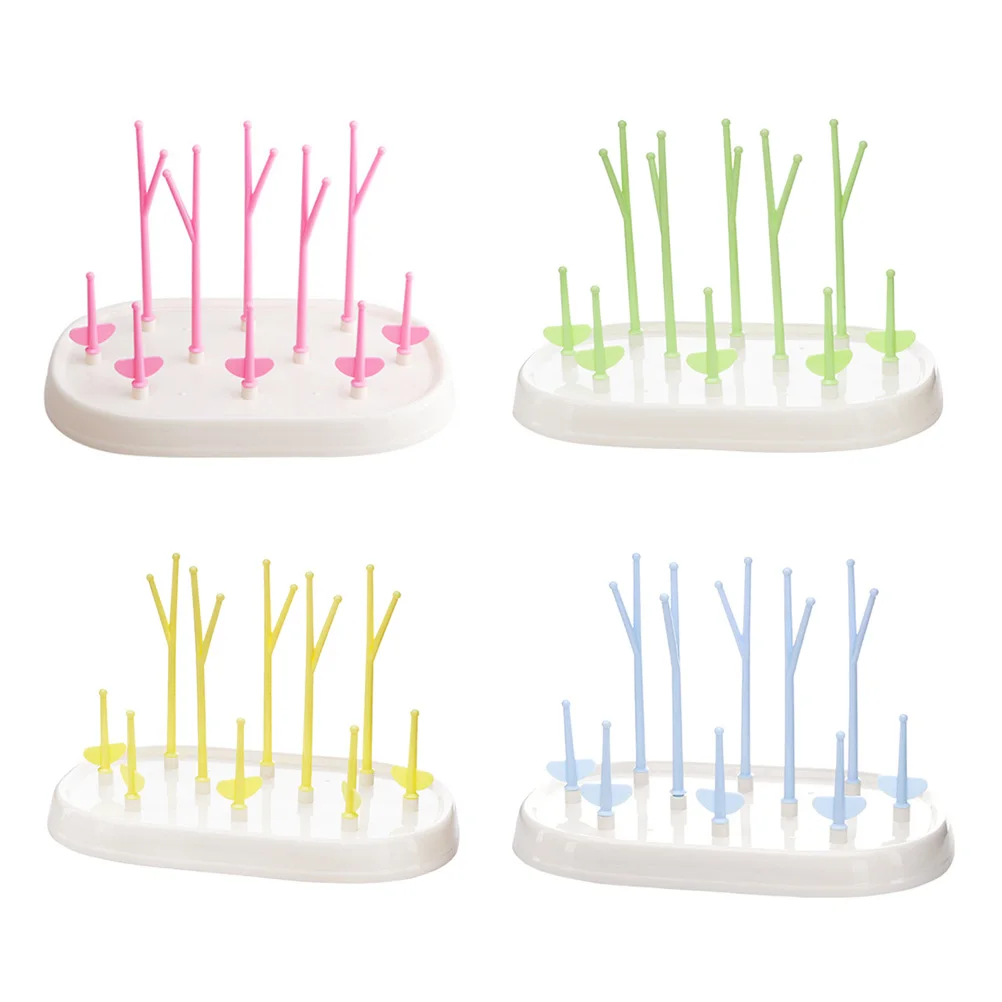 

Adjustable Pegs Premium Material Baby Bottle Drying Rack EcoFriendly Plastic Bottle Stand Organizer Pink