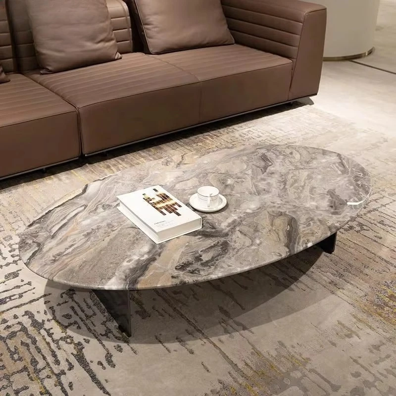 Modern Luxury Natural Marble Coffee Table Italian Style Round Center Table for High-end Designer Project Decor