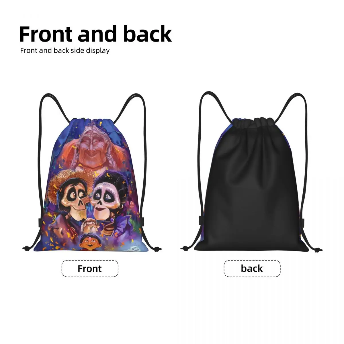 Benutzer definierte Coco Cartoon Kordel zug Tasche Frauen Männer leichte Sport Gym Aufbewahrung rucksack