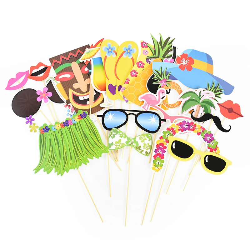 Hawaiian Photo Booth Props Frame Luau Summer Beach Theme Birthday Party Decoration Aloha Hawaii Wedding Funny PhotoBooth Prop