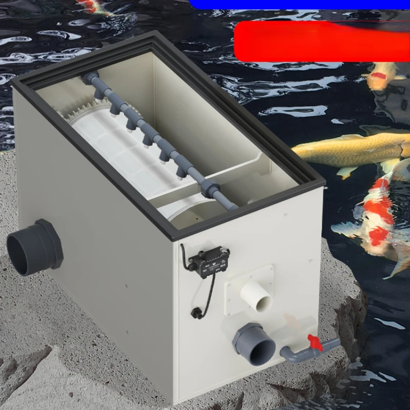 Rotary drum microfilter Koi fish pond filtration system No-wash cotton Automatic backwash fish pond Rotary drum microfilter