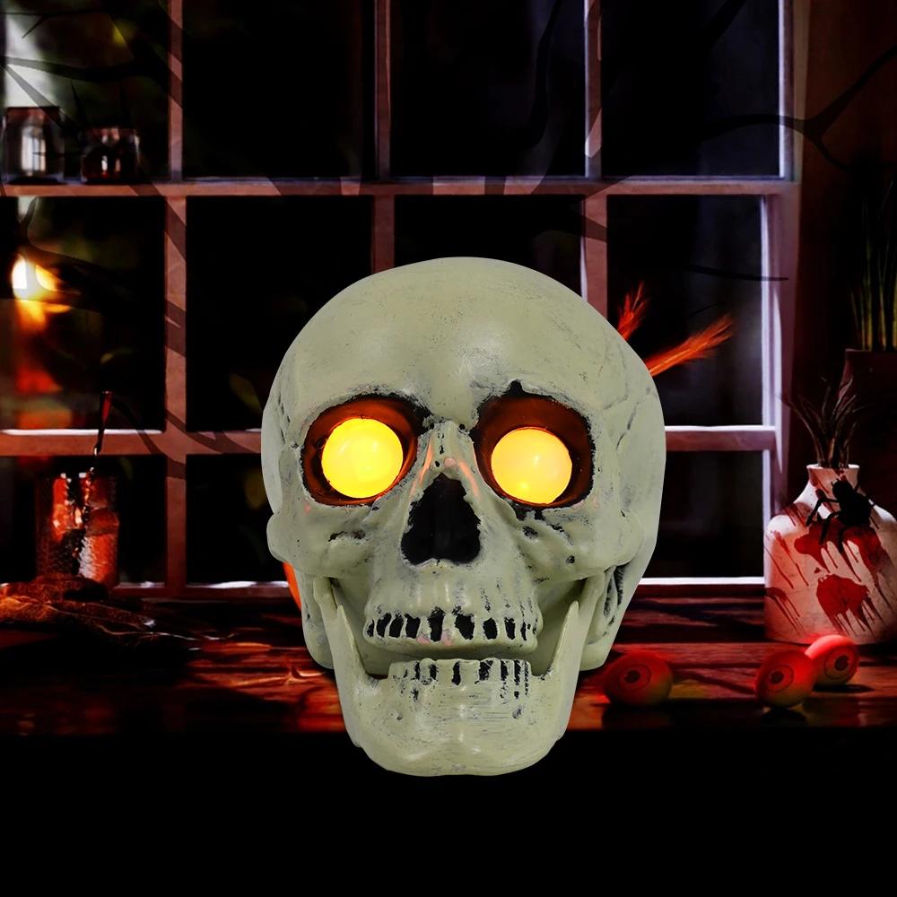 Lampe Décorative en Forme de Crâne pour Décoration de Maison, Éclairage de Vacances d'Halloween à Massage Solaire