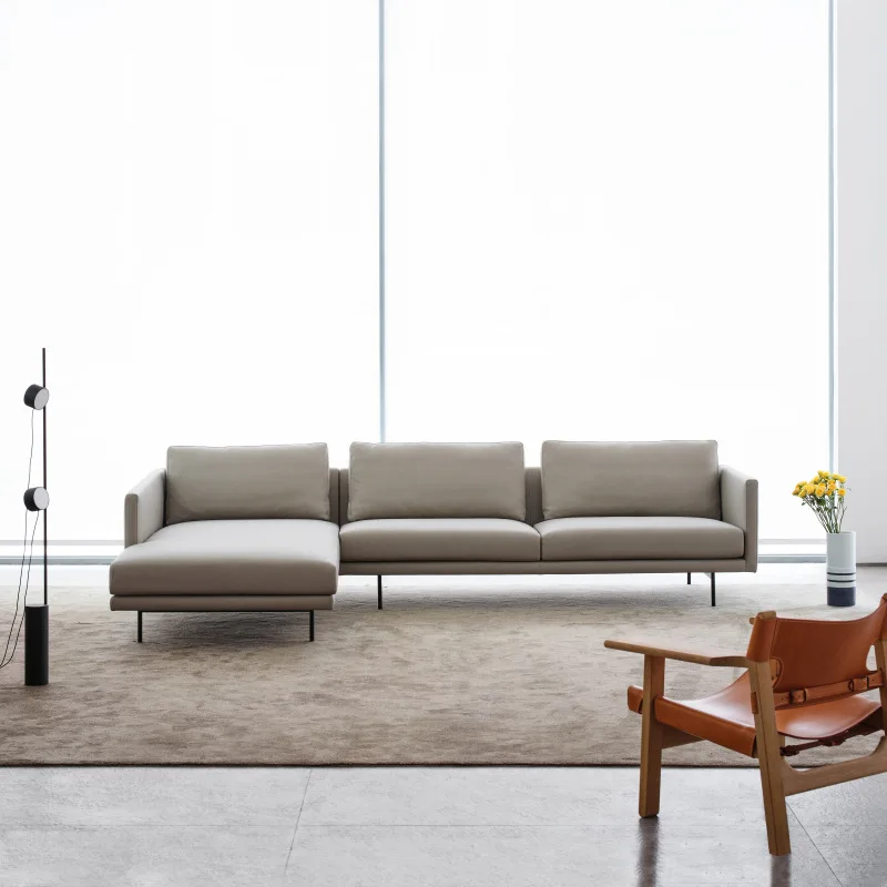 LTT modern simple leather corner sofa Nordic multi-person luxury living room sofa