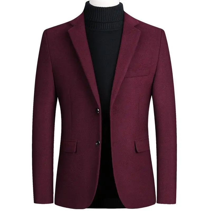 

4-A151 and Winter Wool Coat Wool Suit New Middle-aged Men's Wool Single-western Thickened Dad Casual Suit