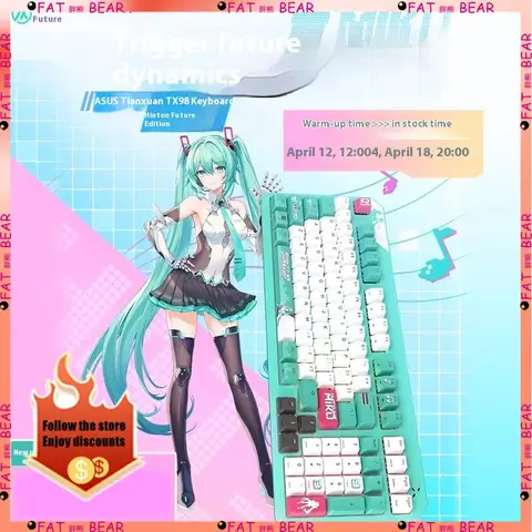 ASUS Tianxuan Mini Hatsune Miku  TX98miku Co branded Cable Video Game Mechanical Keyboard Customizable PC Gaming Keyboard