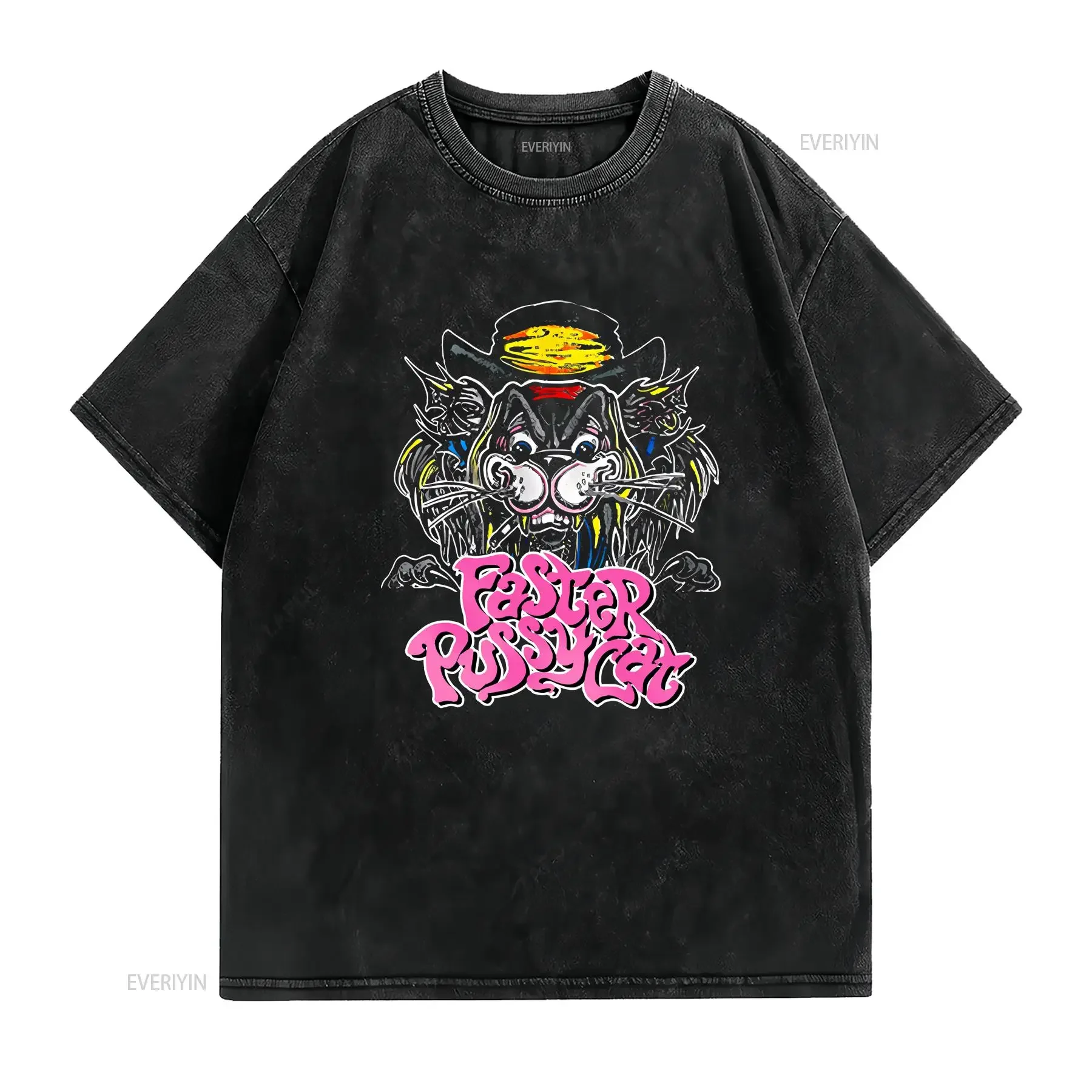Faster Pussycat Band Cotton T Shirt All Size S to 5XL vintage Washed graphic Stylish streetwear Slightly fashion Stretched Soft