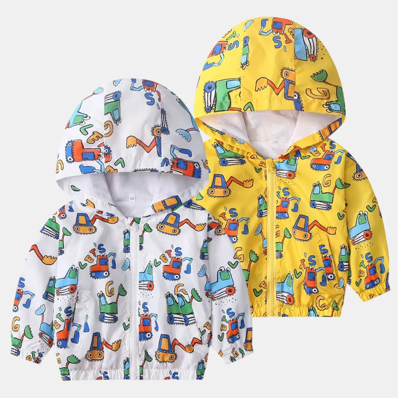 

Cute Kids Clothes Boys Jackets Children Hooded Zipper Windbreaker Baby Fashion Print Coat Infant Hoodies For Boy