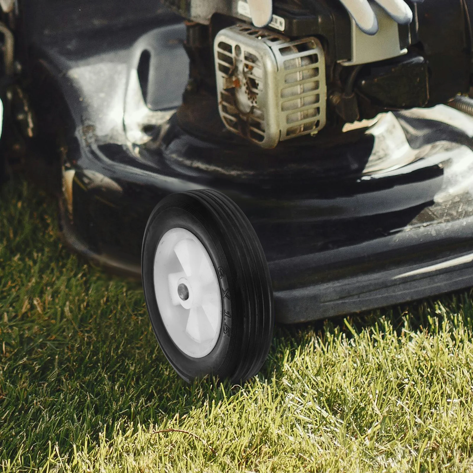

2 Pcs Rubber Casters Solid Lawn Mower Wheels Replacement Parts for Grass Trimmer Outdoor Mower Accessories PP Material