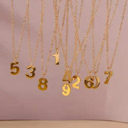 Aihua Fashion Lucky Initial Number 0-9 Pendant Necklace for Women Men Couple Simple Arabic Numerals Necklace Personality Jewelry