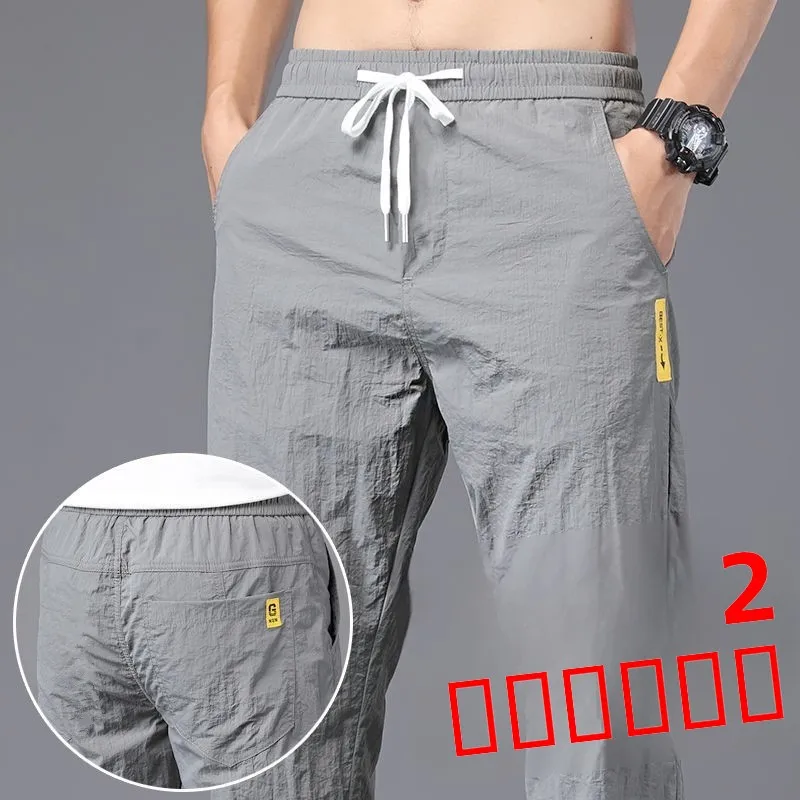 

Ультратонкие рабочие повседневные брюки для мужчин, износостойкие свободные брюки из ледяного шелка для строительных работ, молодежные