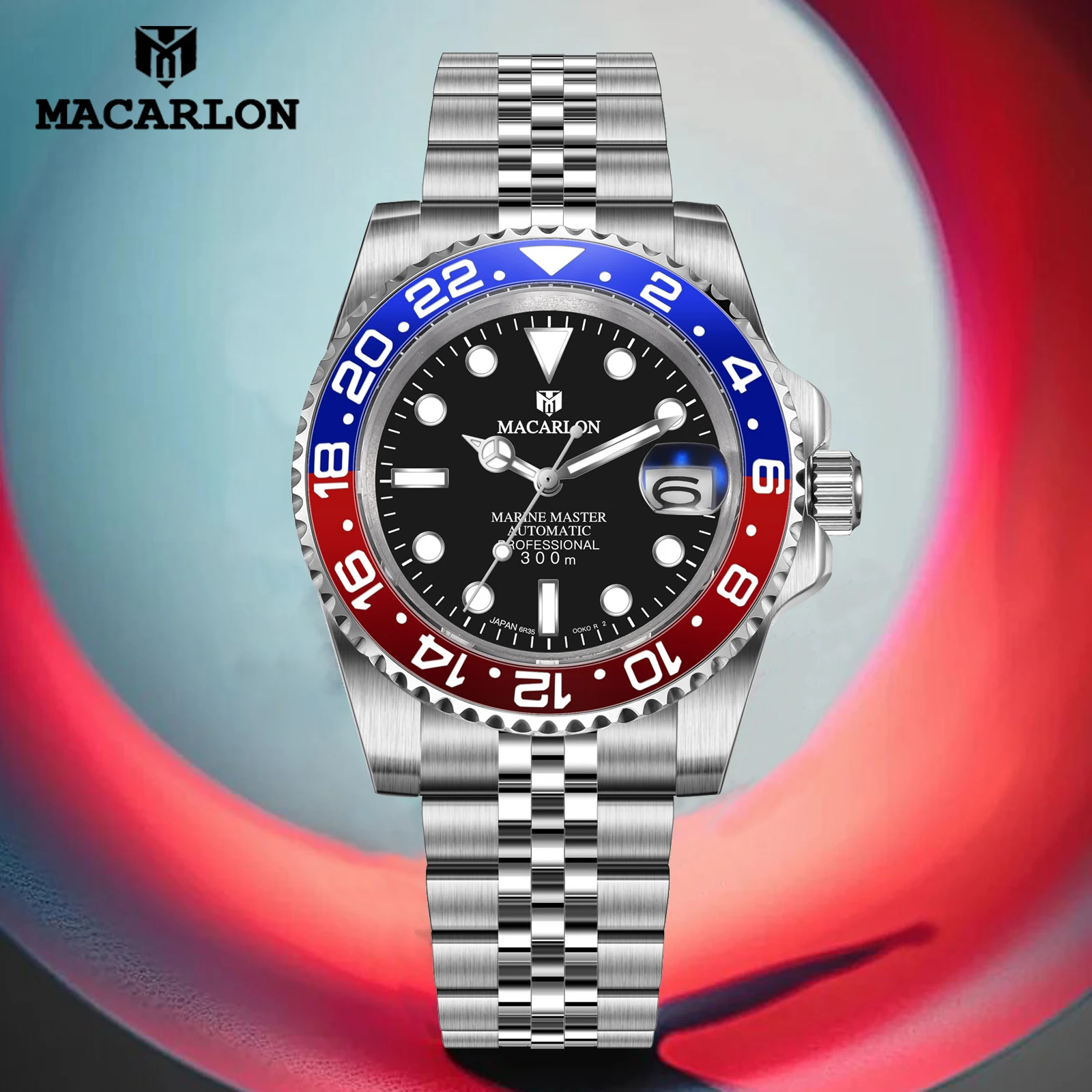 MACARLON Design New 41MM Luxury Machinery Watch Men Sapphire Calendar Luminous Stainless Steel Waterproof Automatic Men Watch