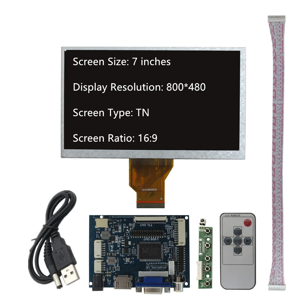 Fotografia 3: Tela LCD HD de 7 Polegadas com HDMI, VGA e 2AV para Raspberry Pi, Banana Pi, Orange Pi e Mini Computadores