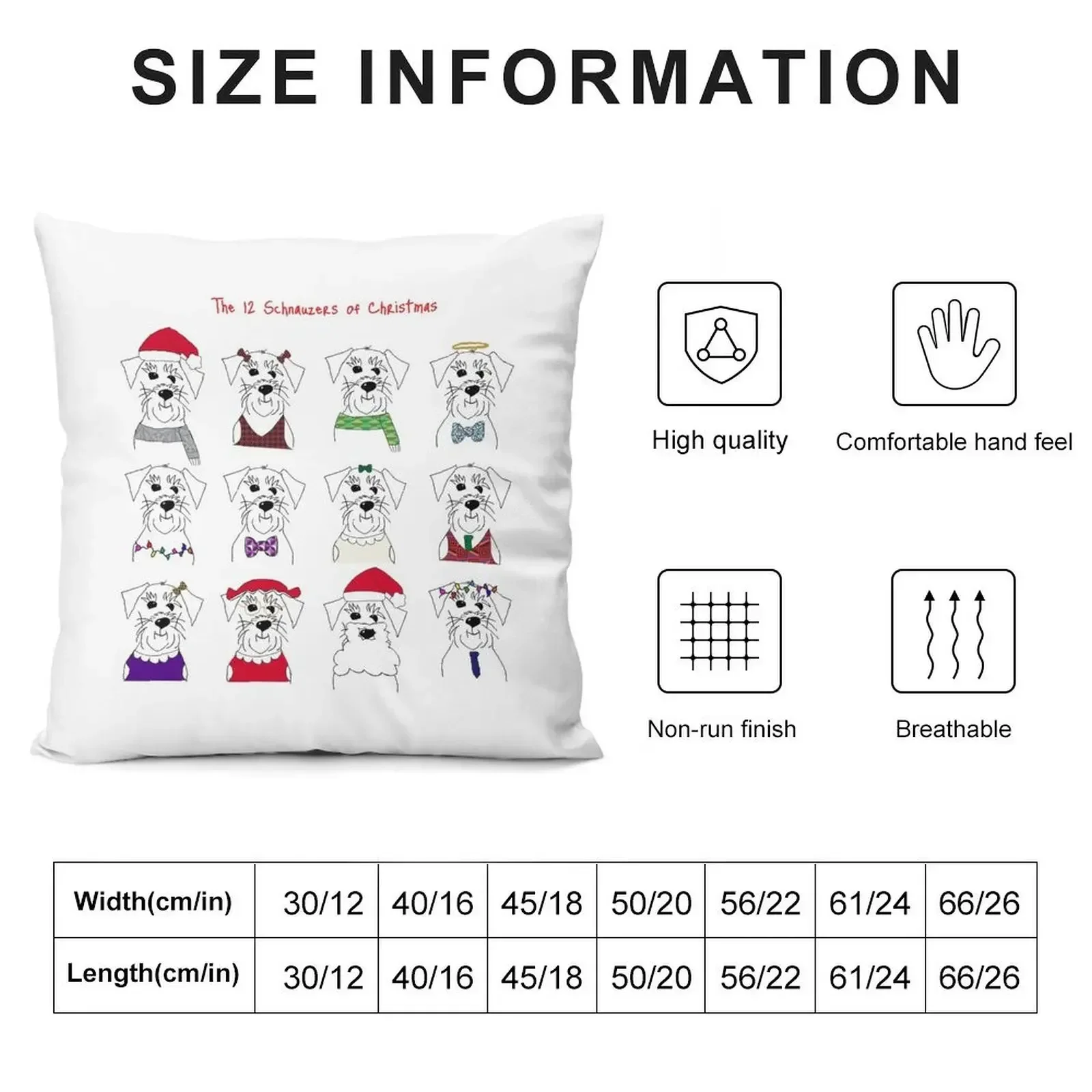 The 12 Schnauzers of Christmas Throw Pillow Sitting Cushion Pillowcases For Pillows pillow