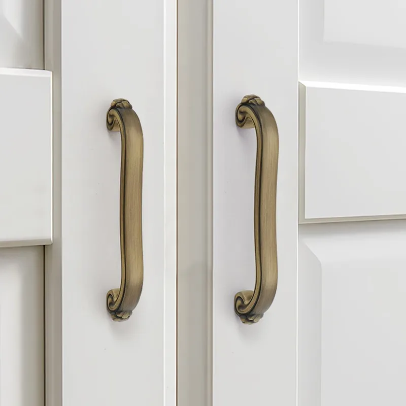 Golden Solid Brass Pull for French Cream Modern Minimalist Drawer Wardrobe Door Handles