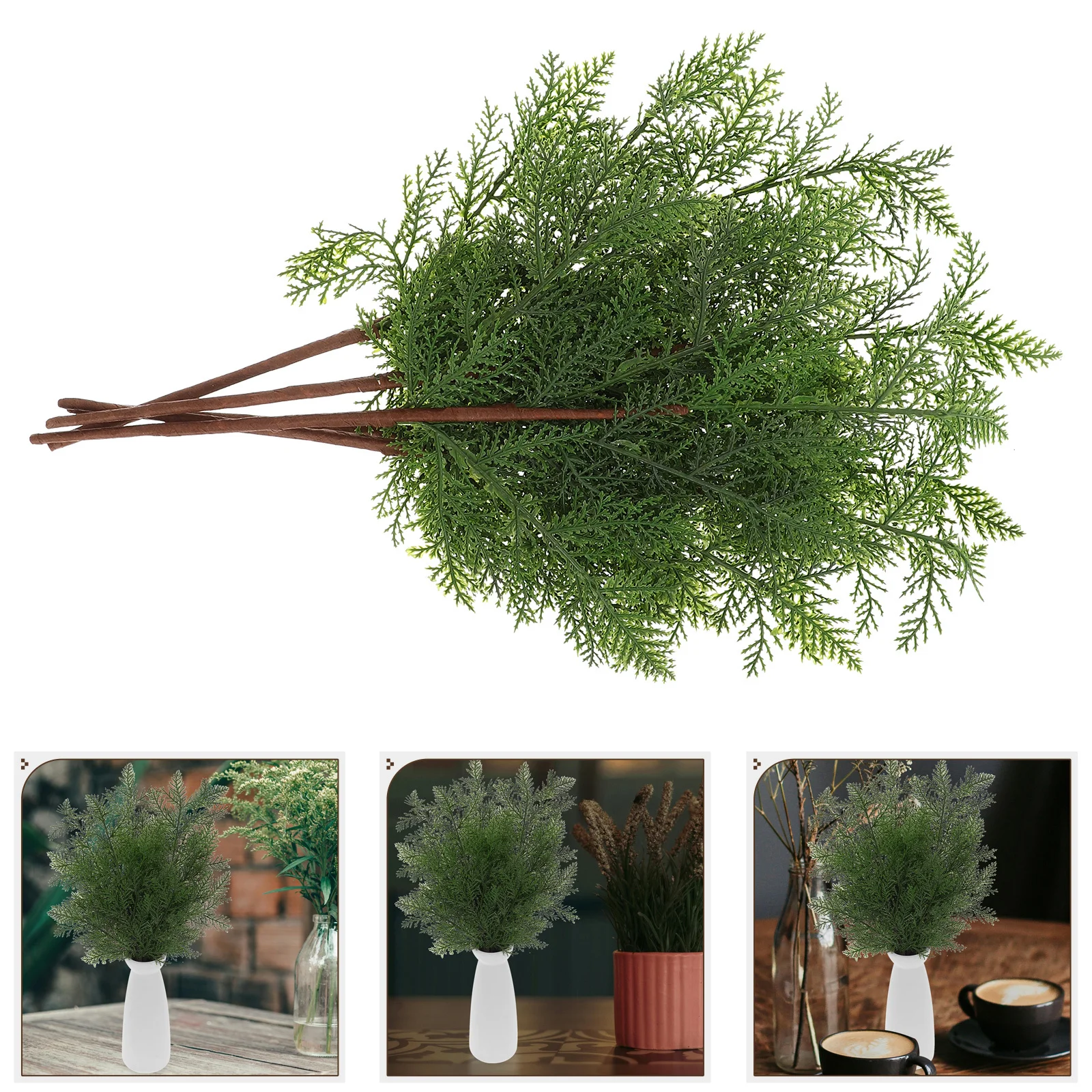 

5pcs Artificial Cypress Short Branch Lifelike Greenery Shrubs For Home Office Decor Wedding Party Plastic Plant