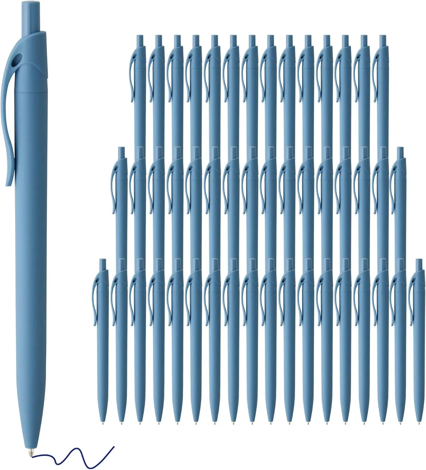 

50 Pack Retractable Ballpoint Pens with Soft Touch Grip, 1.0mm Blue Ink, Smooth Writing No Bleed