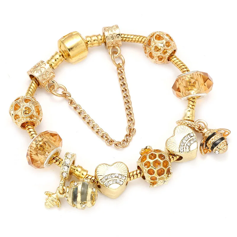 BAOPON European Style Blue Heart Charm Bracelets & Bangles Marano Beads Fits Brand Bracelets for Women Jewelry Girlfriend Gift