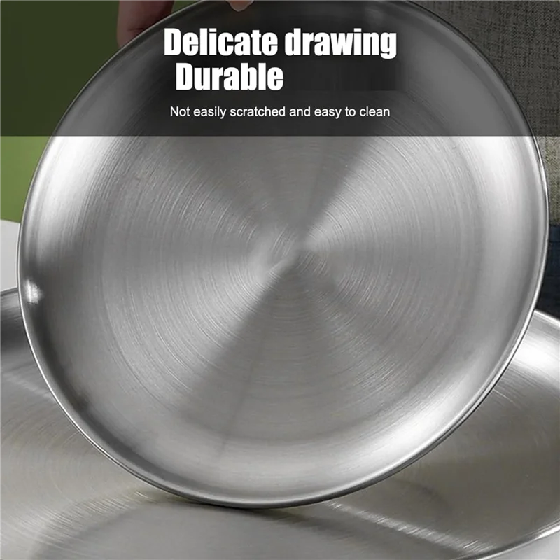 

Pack Of 10 Stainless Steel Plates, 20 Cm Stainless Steel Round Tableware, Sturdy Stainless Steel Plates, Camping Plates