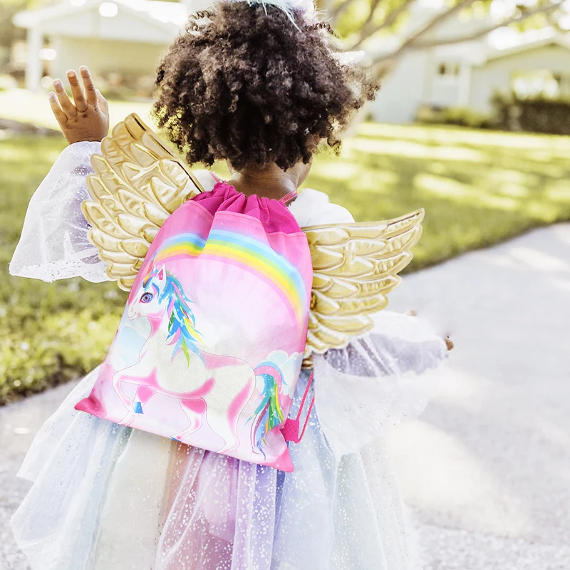 1pc Unicorn Theme Party Non-woven Fabrics Drawstring Bag Kids Birthday Party Gifts Backpack Bags